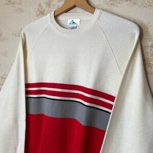 Vintage 80s Mount Cervin Ski Sweater | Retro Colorblock Stripe | Size XL